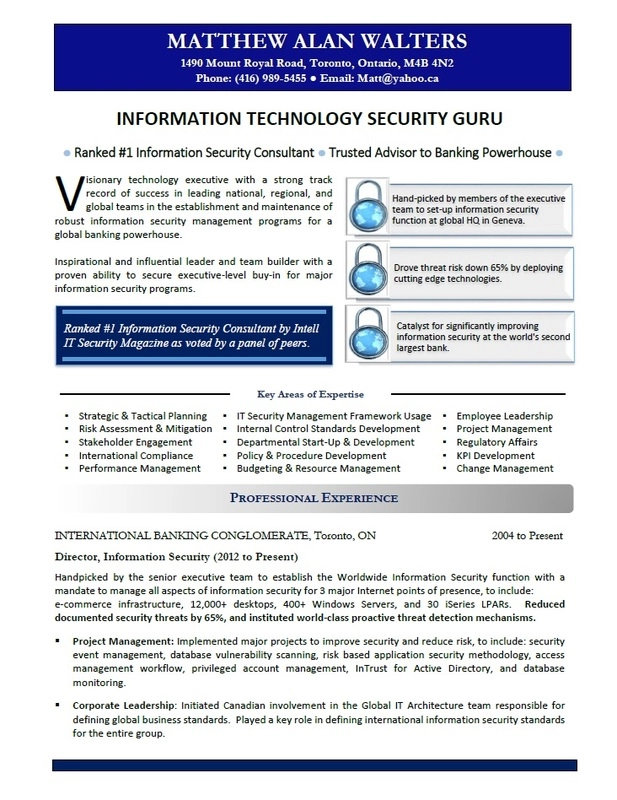 IT Manager resume sample Victoria BC page 1